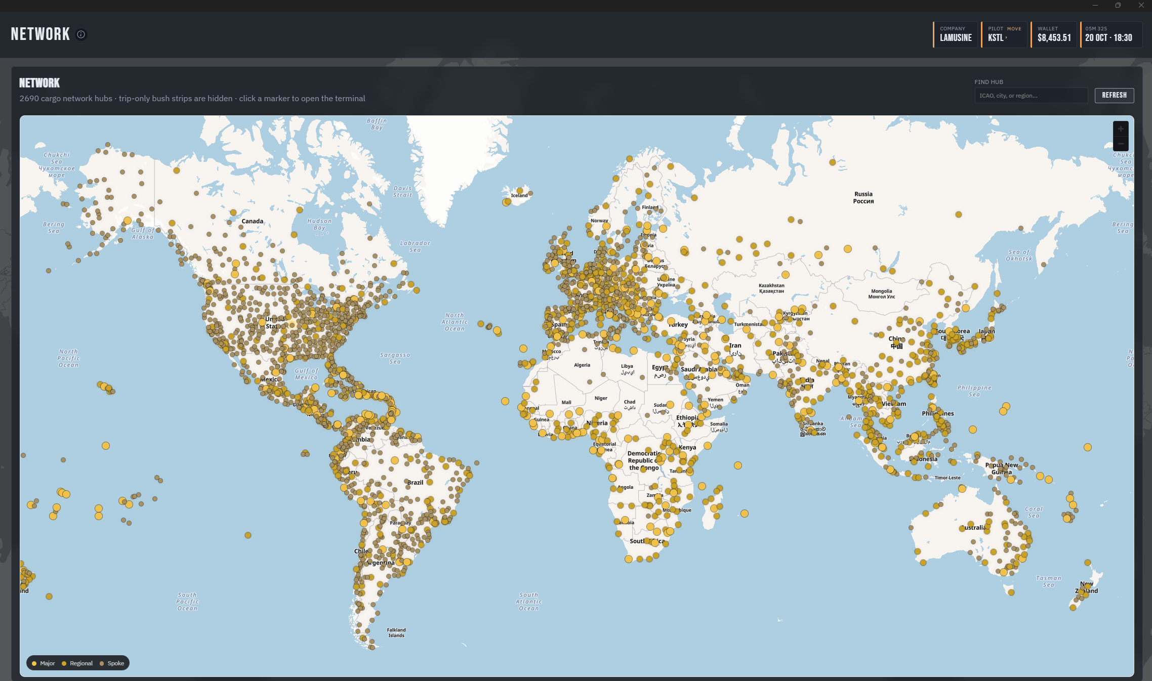Global cargo network map